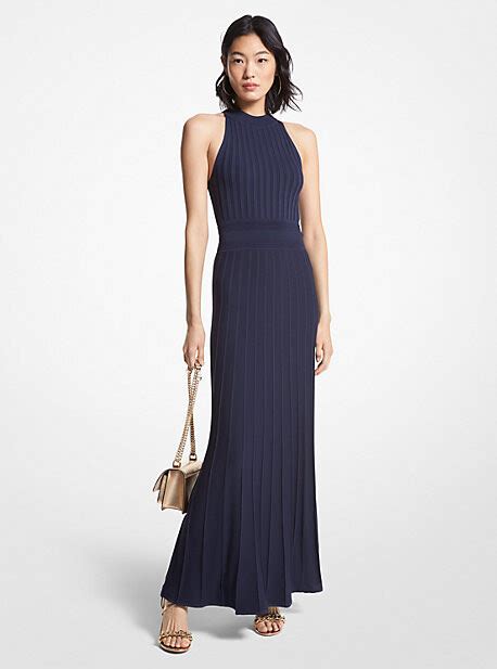 michael michael kors ribbed stretch knit halter dress|michael kors halter dress.